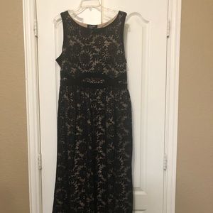 Long black lace party dress
